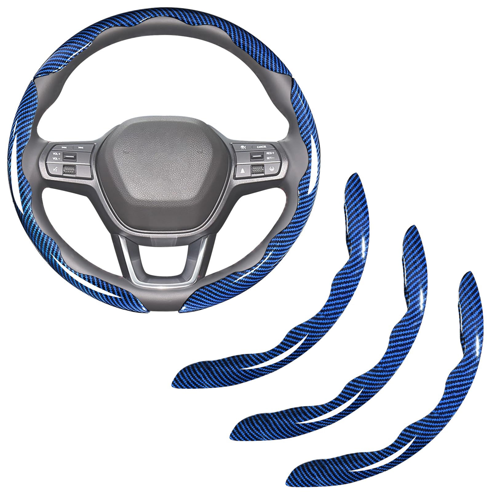 Carbon Fiber Steering Wheel Covers 3 Piece Clip on