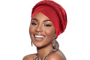 DRESHOW African Women Turban Caps Beanie Twist Headscarf Pre-Tied Double Twisted Braid Hair Cover Wrap Hat Chemo Cancer Cap