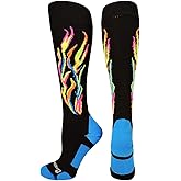 MadSportsStuff Fire Flame Soccer Style Soccer Socks for Boys Girls Men Women Youth Kids Adult Over the Calf