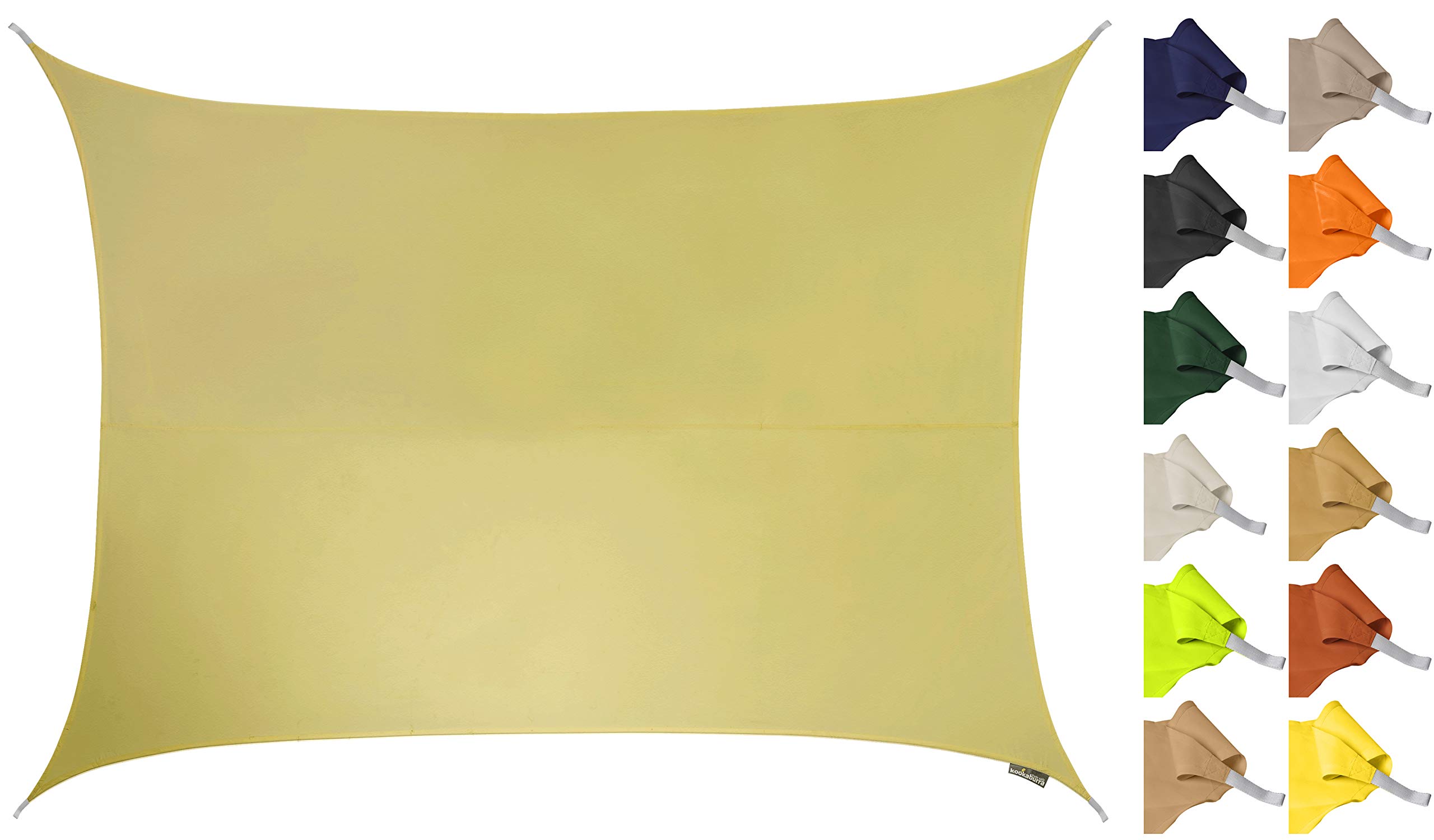 Kookaburra 3m x 2m Rectangle Water Resistant Garden Patio Sun Shade Sail Canopy 96.5% UV Block with Free Rope (Sand)