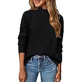 Saodimallsu Womens Mock Neck Sweater Tops Fall Long Sleeve Loose Casual Soft Knit Batwing Pullover Sweaters