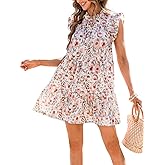 CUPSHE Women's Floral Print Mock Neck Babydoll Dress Sleeveless Dresses Casual Summer