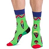 JNRB Men's Cotton Colorful Crew Dress Novelty Stylish Fancy Fun Socks Voyage Travelling Theme, L-XL