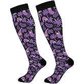 Hezely Purple Sloth Compression Socks for Women Men Knee High Running Socks for Medical Running,1 Pair