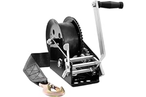 VEVOR Hand Winch, 3500 lbs Pulling Capacity, Boat Trailer Winch Heavy Duty Rope Crank with 33 ft Polyester Strap and Two-Way 