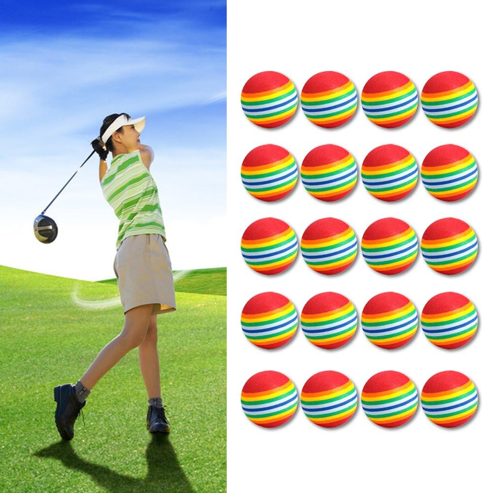 Kangnice 20pcs Rainbow Foam Sponge Indoor Practice Golf Balls Training Ball Dia.40mm