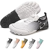 Water Shoes Women Men Hike Barefoot Footwear Non-Slip Unisex Wide Toe Box Athletic Outdoor Running Shoes for Yoga Beach Aqua Swim Surf Hiking(White Black)