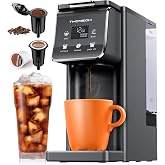 TWOMEOW K Cup Coffee Maker, Single Serve Hot &amp; Iced for K-Cup &amp; Grounds | 52oz Removable Reservoir, Single Cup Coffee Maker with Bold Setting, 6-14oz Brew Sizes, Reusable Filter, Compact Design, Gray