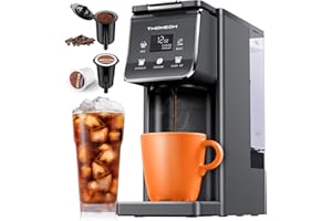 TWOMEOW K Cup Coffee Maker With Bold Setting, Single Serve Hot & Iced Coffee Maker for K-Cup and Grounds, 52oz Removable Reservoir, 6 to14oz Brew Sizes, Pod Coffee Machine With Reusable Filter, Gray