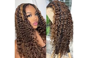 4/27 Highlight Ombre Lace Front Wigs Human Hair Deep Wave 18 Inch 13x4 Curly Lace Frontal Closure Wigs for Woman Human Hair G