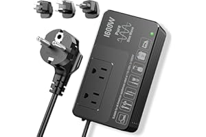 HYTED 1600W Voltage Converter 220V to 110V – Power American Appliances Overseas, Pure Sine Wave, Plug & Play, No Limitations, Surge Protection – High Power Step Down Transformer US to EU/UK/AU/Asia