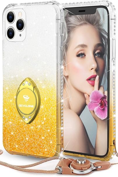 Amazon Ocyclone Iphone 11 Pro ケース リング付 全身ラインストーン きキラキラ かわいい おしゃれ ストラップ ラインストーン 人気女性女子用 アイフォン 11pro5 8インチケース 対応 耐衝撃カバー ゴールド 家電 カメラ オンライン通販