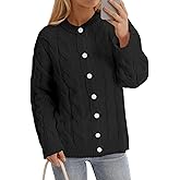 Saodimallsu Womens Cable Knit Cardigan Sweaters Long Sleeve Button Down Crewneck Casual Loose Fall Sweater Coats