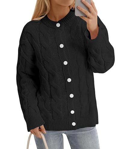 Patchwork Cardigan Sweaters for Women Fall Winter Vintage Chunky