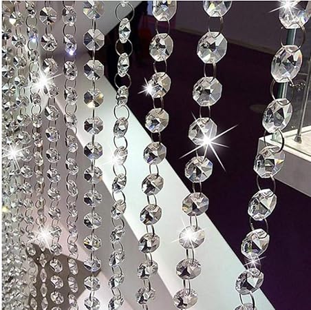 Amazon De Tossper Silber Wulstiger Turvorhang Kristall Garland
