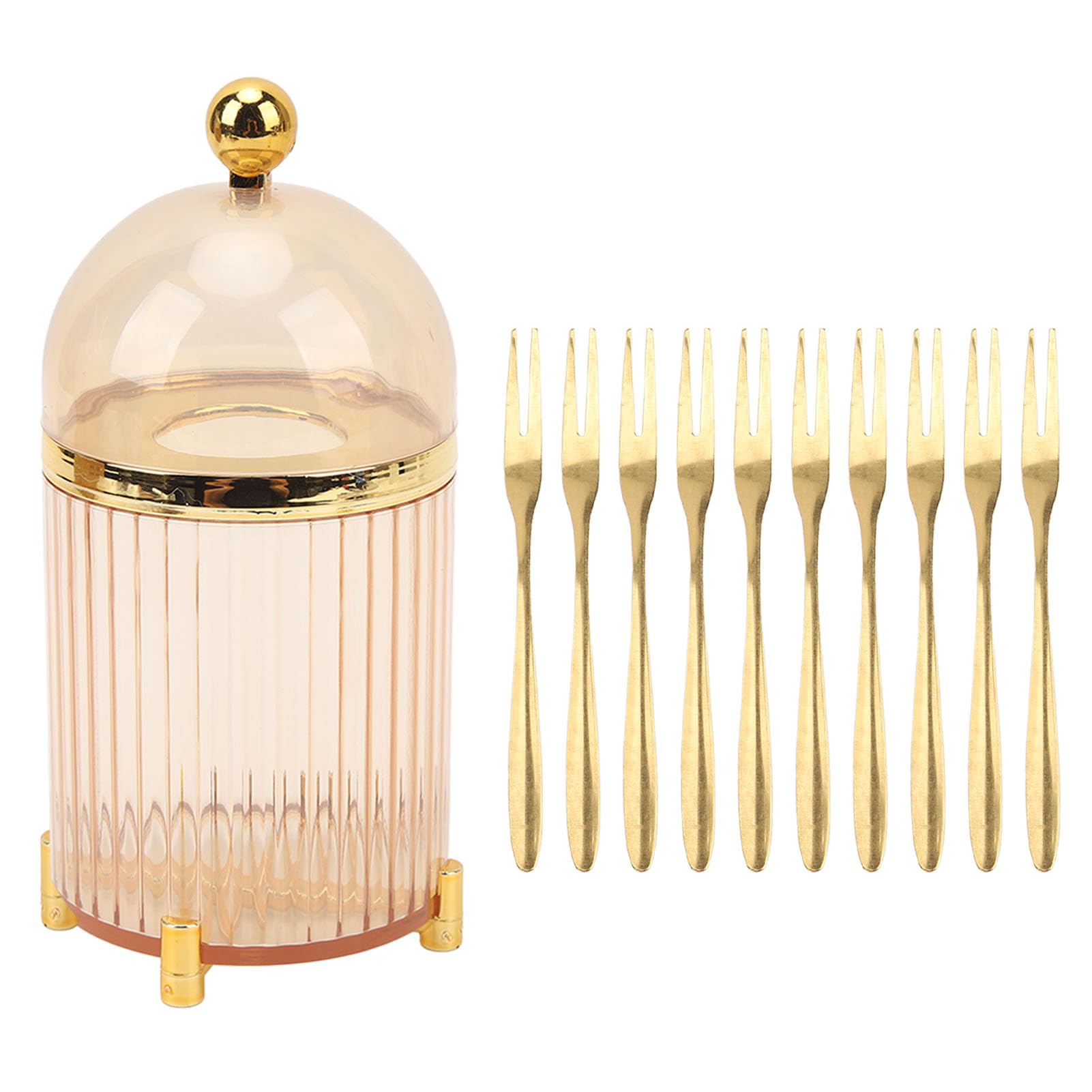 10PCS Small Forks Set, Portable Dessert Salad Fruit Forks with Storage Jar for Home Restaurant Party Travel