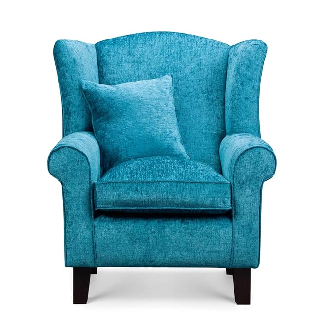 Teal Blue Lounge Wing Chair Home Furniture Wingback Fireside Armchairs