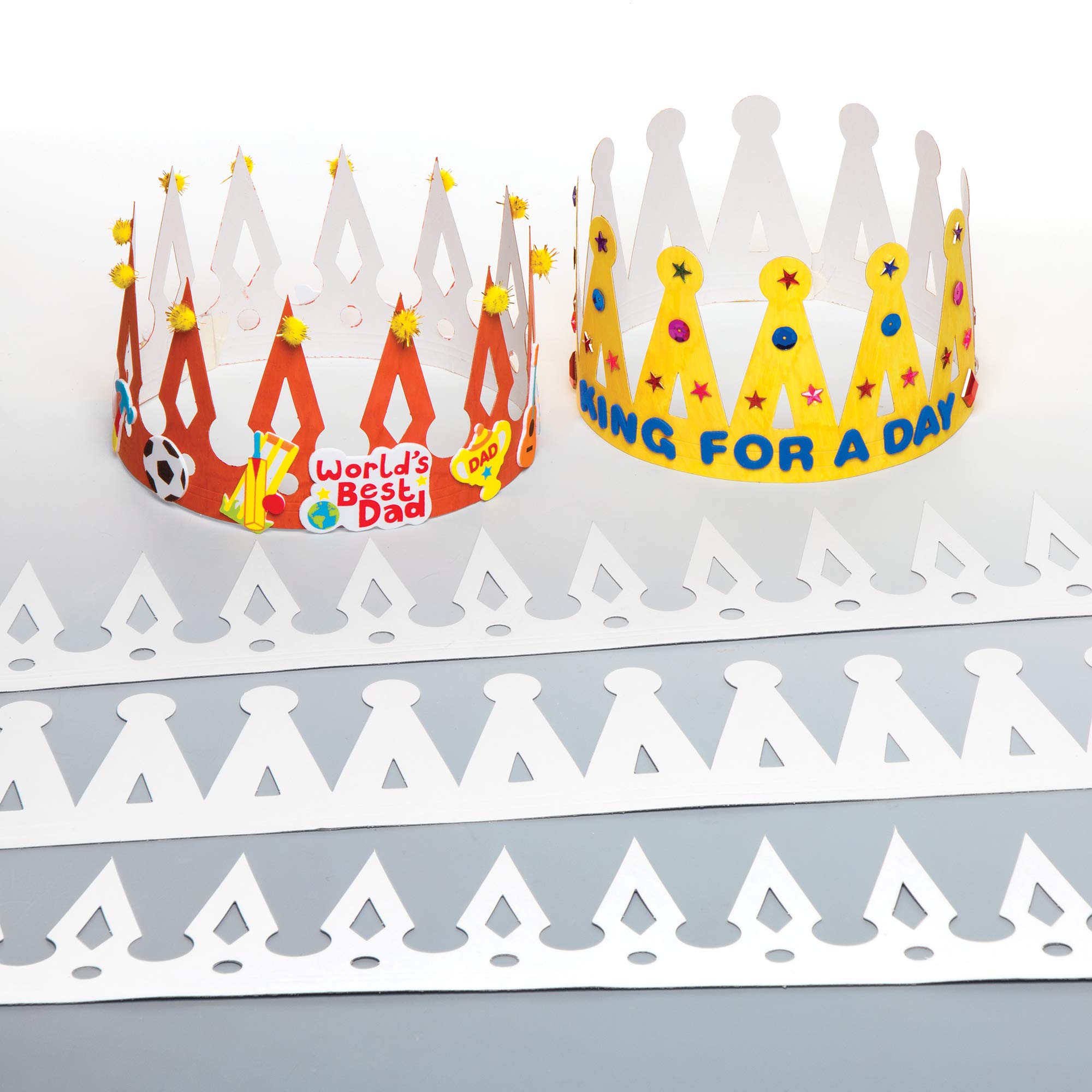 Baker Ross EX343 Card crowns (Pack of 12) For Kids Arts and Crafts, White, 60cm
