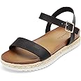 DREAM PAIRS Women’s Open Toe Ankle Strap Espadrille Casual Flatform Platform Wedge Sandals