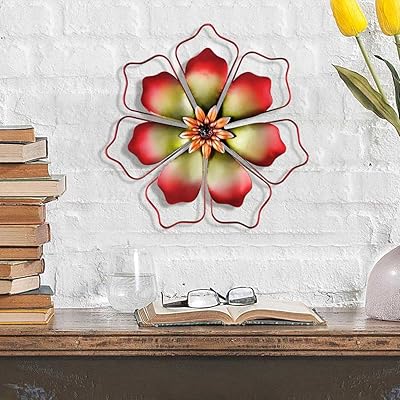 Download Buy 12 Metal Flower Wall Decor Hand Painted Red Wire Framed Flower Metal Wall Art 3d Floral Wall Sculpture Hanging Decoration For Indoor And Outdoor Online In Poland B0928p8kp5