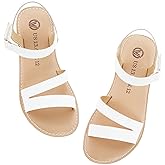 FLYFUPPY Girls Sandals Strappy Open Toe Outdoor Flats with Hook and Loop Kid Summer Shoes for Girls
