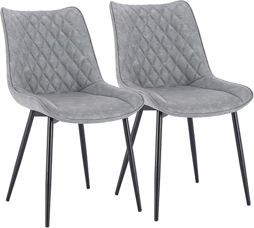 Woltu Dining Chairs Set Of 2 Pcs Kitchen Counter Chairs Lounge Leisure Living Room Corner Chairs Grey Leatherette Reception Chairs With Backrest And Padded Seat Amazon Co Uk Kitchen Home