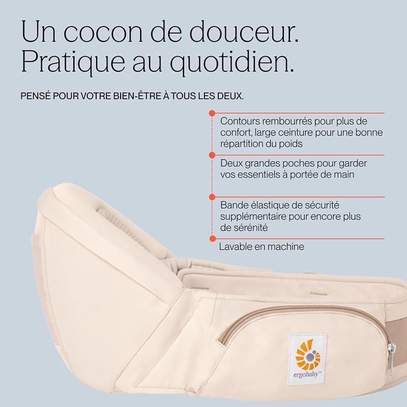 Lift Hip Seat Babytrage mit Babyhüftsitz für Babys und Kleinkinder ab 6 Monaten (7,7 kg - 20,4 kg), Hüftsitz Trage Hüfttrage, Pearl Grey