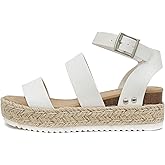 Soda Topic Open Toe Buckle Ankle Strap Espadrilles Flatform Wedge Casual Sandal