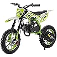 duwiikab Kids Dirt Bike, 49cc 2-Stroke Dirt Bike Gas Powered, Off Road Mini Dirt Bike for Kids, Gas Power Pocket Rocket Bike with Front Rear Disc Brakes, Mini Motorcycle Max Load 330lbs Green