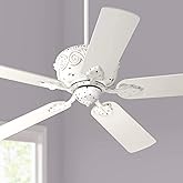 Casa Vieja 52" Deville Vintage Indoor Ceiling Fan Antique Rubbed White Low Profile for Living Room Kitchen House Bedroom Kids
