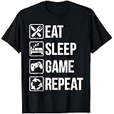 Eat Sleep Game Repeat Video Gamer GiftsFunny Eat Sleep Game Repeat Shirt Gamer Video Games Lovers T-ShirtOEKO-TEX STANDARD 100