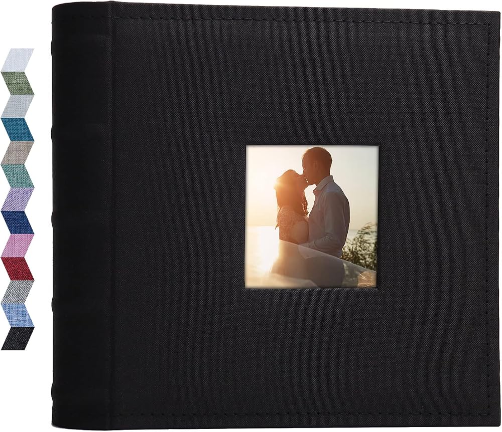 Vienrose Photo Album 6x4 Inches 200 Pockets Linen Cover Memo Spaces Black