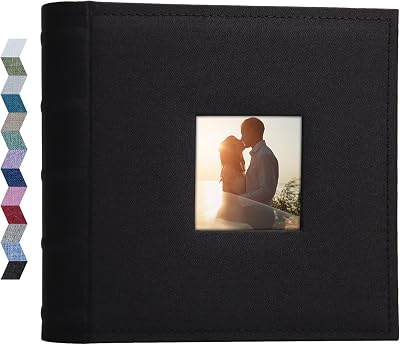 Vienrose Photo Album 6x4 Inches 200 Pockets Linen Cover Memo Spaces Black