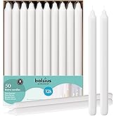 BOLSIUS White Candlesticks Bulk Pack 50 Count - Unscented Dripless 11.5 Inch Household & Dinner Candle Set - 12+ Burn Hours - Premium European Quality - Consistent Smokeless Flame - 100% Cotton Wick