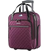 EMPSIGN Underseat Carry On Wheeled - 16" Carry on Bag with Wheels Multi-functional Lightweight Rolling Bag Overnight Weekender Small Suitcase for Women Men Travel Business, Burgundy