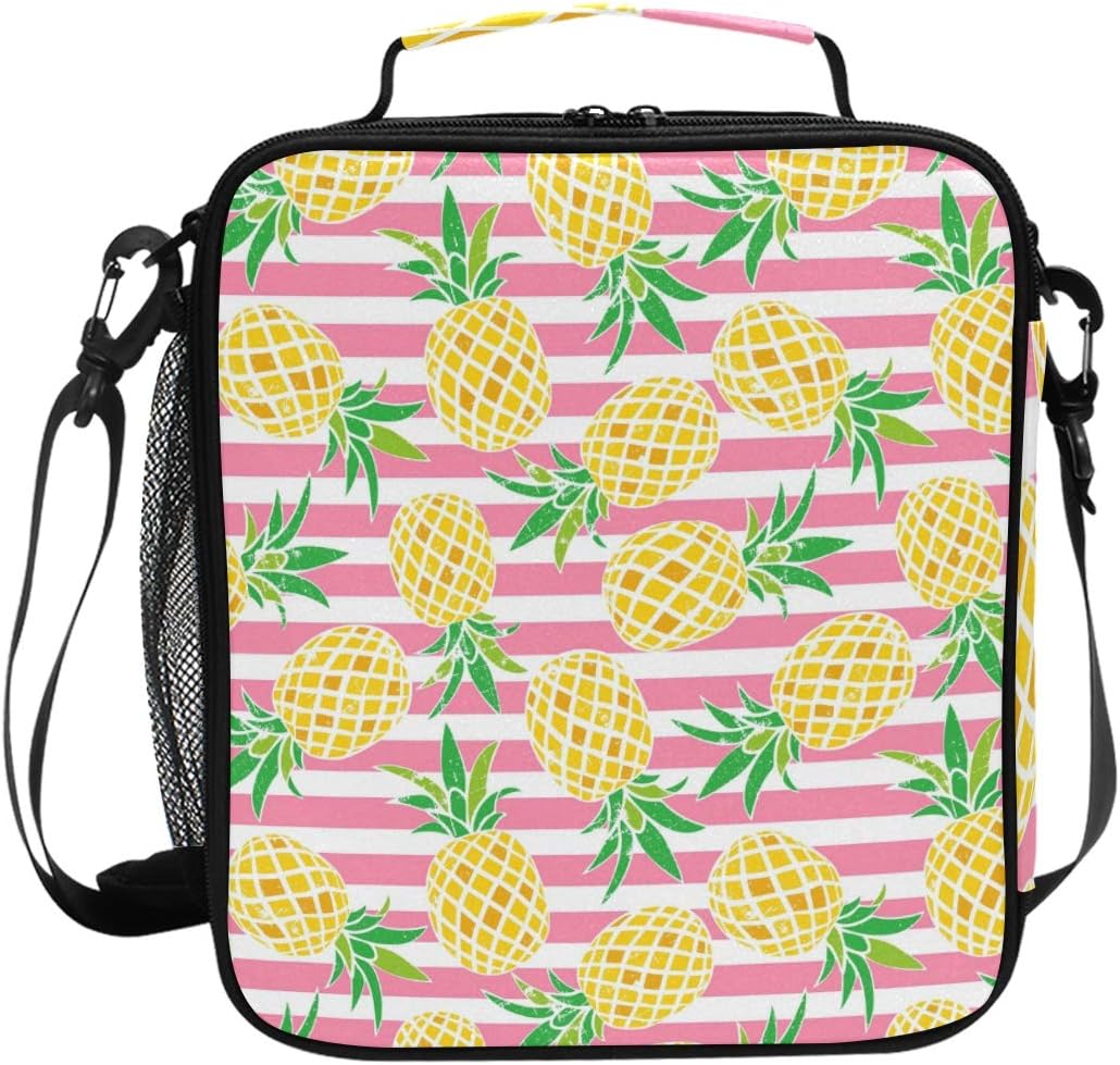 Lunchtasche Mit Erdbeermuster – Isolierte Mittagstasche Aus Cord, Wasserdicht, Ca. 26x13x23 Cm