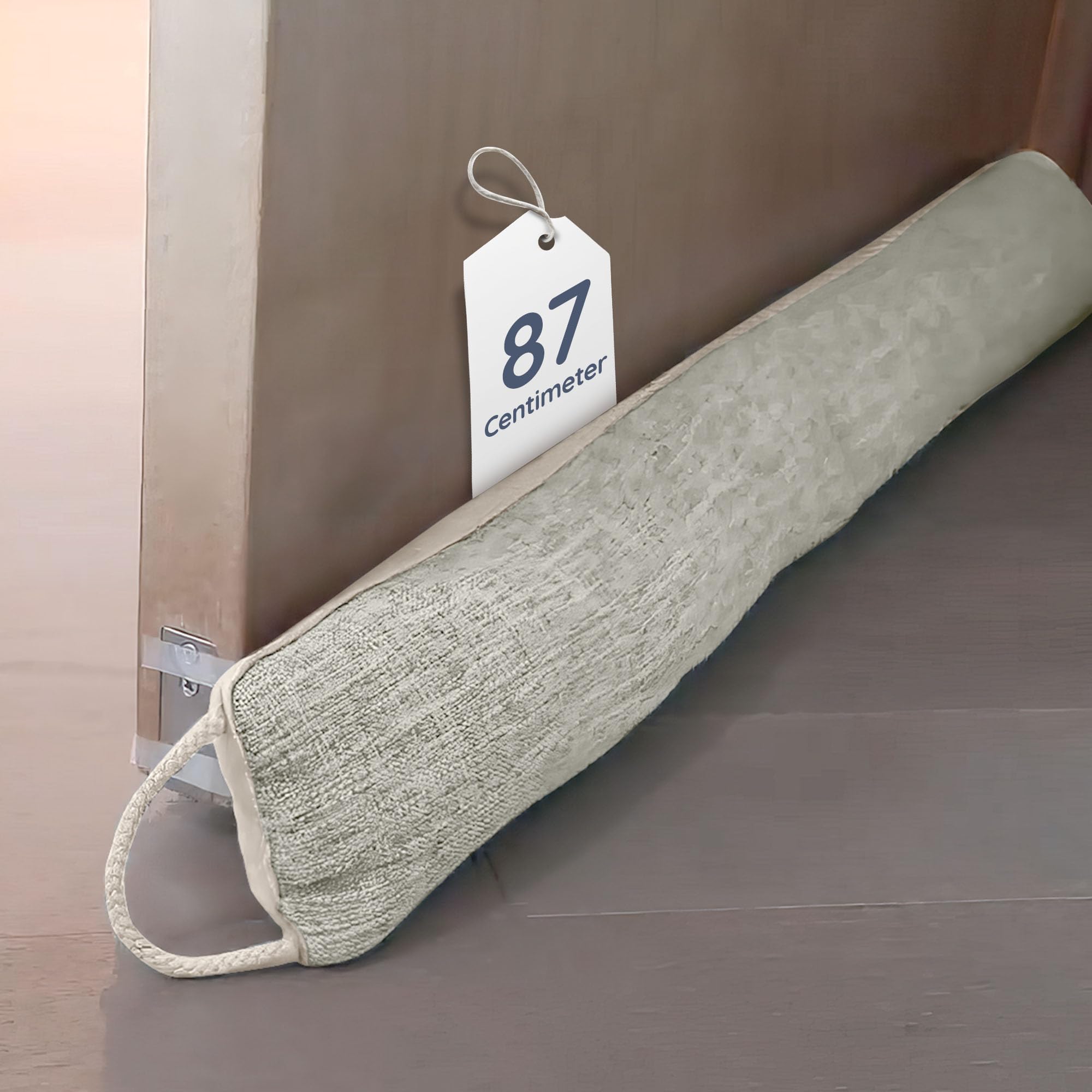 CUQOO Draft Excluder for Doors - 87x10cm Cream, Soundproof & Windproof Insulation, Blocks Drafts, Noise, Dust, Light & Bugs, Premium Durable Draught Excluder for Doors