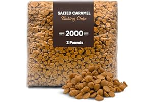 CHAIN & JO SWEETS Salted Caramel Baking Chips 2 Pounds (Approx 2000 Pieces) – Bulk Pack for Cookies, Brownies, Muffins, and Desserts