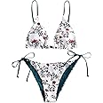 ZAFUL Women's Triangle Bikini Floral String Bikini Set Two Piece Swimsuit Bathing Suits