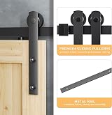 Signstek 152CM 5FT Sliding Barn Door Hardware Kit I Shape Hanger Closet Rail view 2