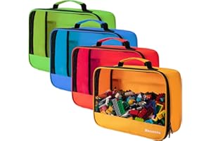 MECOZONE 4 PCS Toys Storage Bag, Classic Bricks Building Set Storage Bag, Travel Case for Building Toys, Puzzles