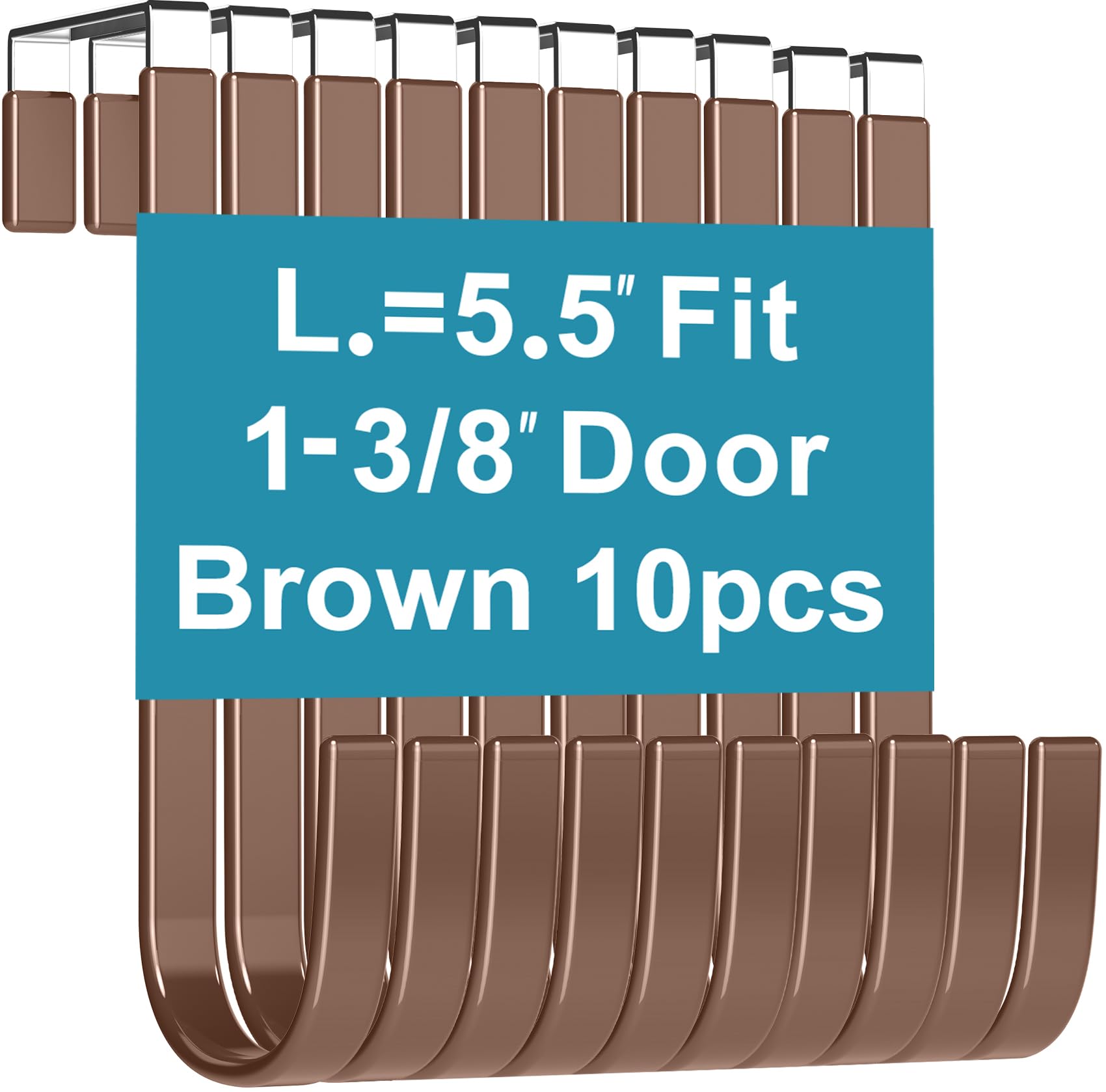 Photo 1 of Mars-Rock Over The Door Metal Hooks with Plastic Coating 5.5" Fit 0.5" to 1 3/8" Door 10 Pcs Heavy Duty Single Towel Robe Rack Wreath Bathroom Shower Hanger Shoe Organizer Ironing Board Short Brown