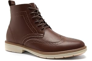 ORTHOCOMFOOT Men's Orthopedic Leather Chukka Boots: Comfortable Arch Support Plantar Fasciitis Tuxedo Business Dress Oxfords, Flat Feet Orthotics Casual Walking Mid Top Ankle Boots for Foot and Heel Pain Relief