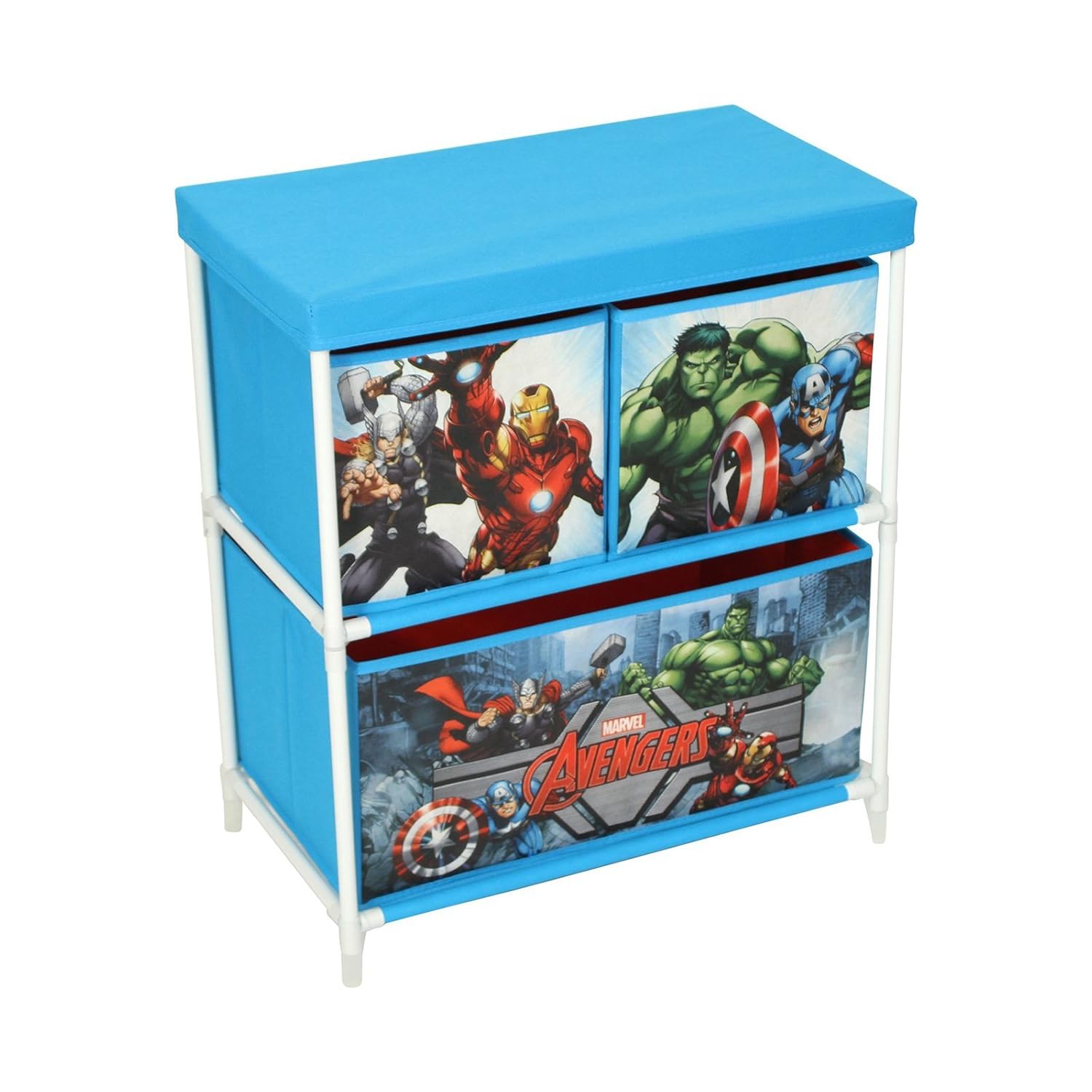 Marvel Avengers Kids Toy Unit 2 Tier, 3 Drawer Organiser 60 x 53 x 30cm
