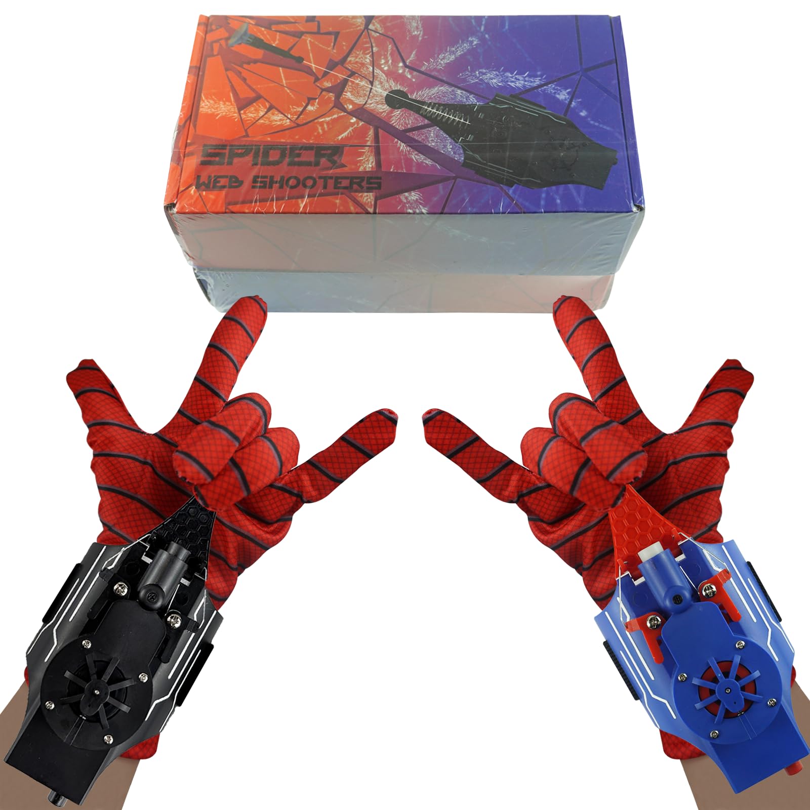 HNCSFW Spider Silk Launcher for Kids,Web Shooters- USB Type c Charging, Launch Distance 8ft - Can Grab Small Objects-Variety of Play Modes (Black and Blue)