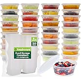 Freshware Food Storage Containers [50 Set] 8 oz Plastic Deli Containers with Lids, Slime, Soup, Meal Prep Containers | BPA Free | Stackable | Leakproof | Microwave/Dishwasher/Freezer Safe