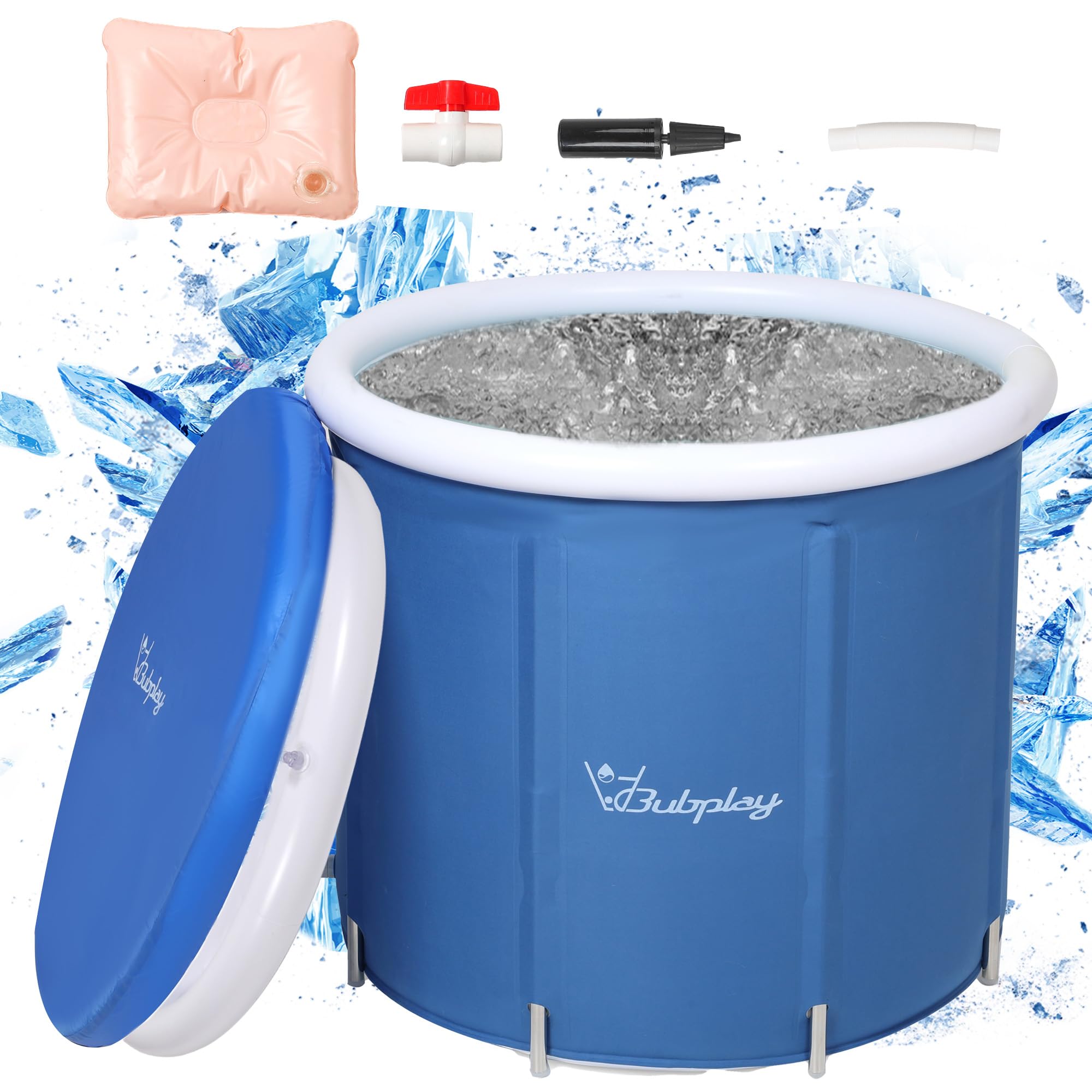 Photo 1 of XL Ice Bath Tub for Athletes & Adults - 105 Gallons, Cold Plunge Tub with Cover, Inflatable Ice Bath Barrel for Indoor Outdoor - Blue