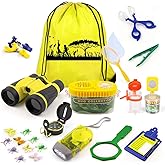 24 Pcs Kids Explorer Kit & Bug Catcher Kit for Kids, Outdoor Toys Adventure Camping Kit with Drawstring Bag, Binoculars, Compass, Butterfly Net, Educational Nature Exploration Toys Gift for Boys Girls