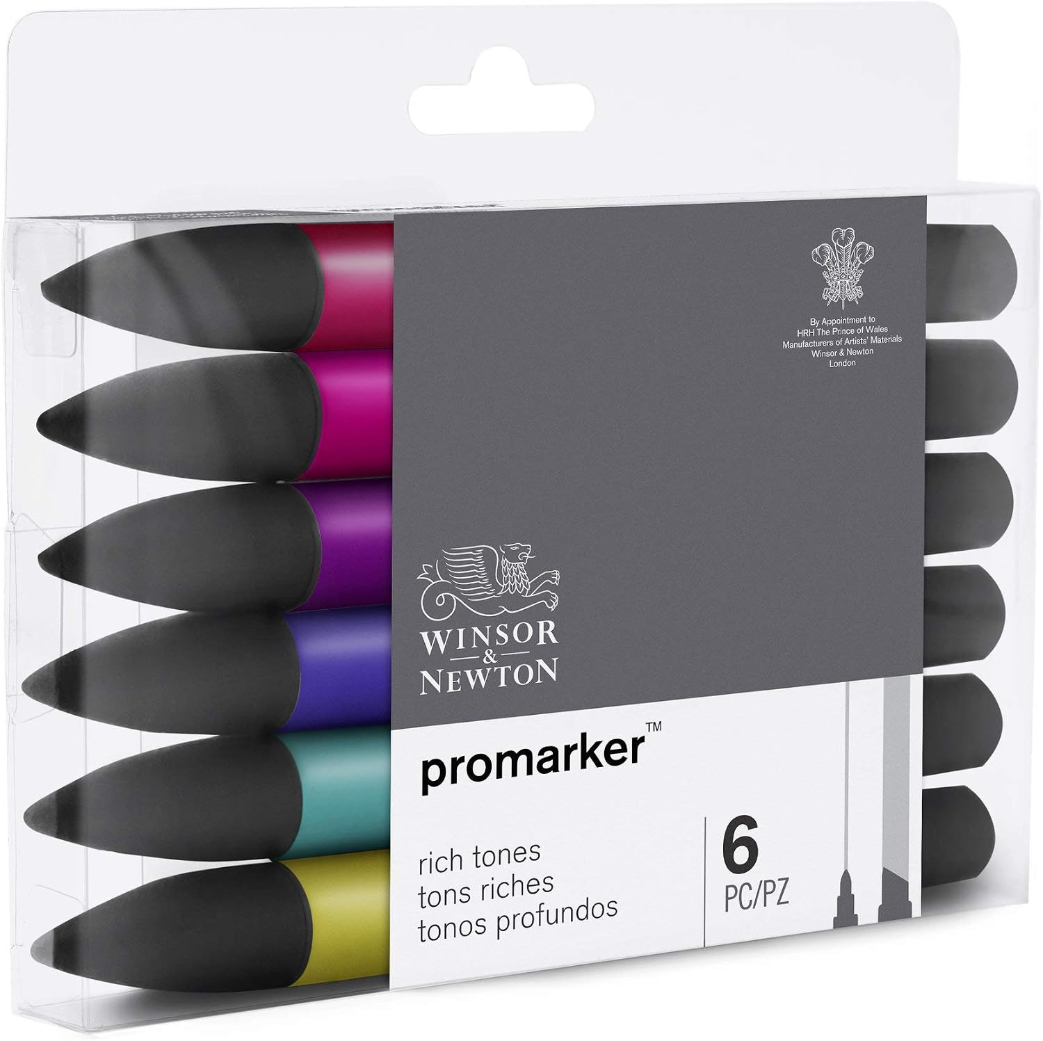 Winsor & Newton, Promarker, Rich Tones, Set of 6, Alcohol Based Dual Tip Markers, 6 count (Pack of 1) - Image 4