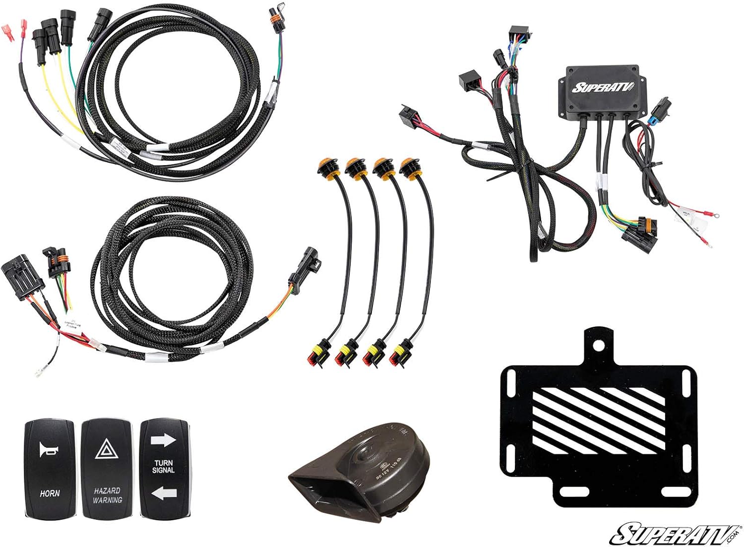 SuperATV Deluxe Turn Signal Kit for Polaris Ranger Full Size XP 900 / Crew (2013+) With Dash-Mounted Turn Signal Rocker Switch - Plug and Play For Easy Installation!